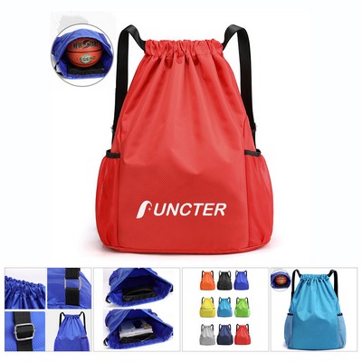 19.7 x15.7 inch Large Capacity Waterproof Sports Drawstring Backpack W/Mesh Side Pockets