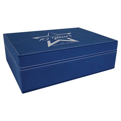 10 1/4" x 7 1/2" Blue/Silver Leatherette Premium Gift Box