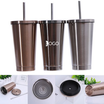 Stainless Steel Tumbler With Straw