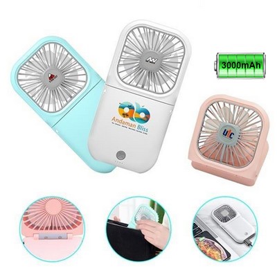 Hanging Neck Folding Fan with 3000mAh Power Bank