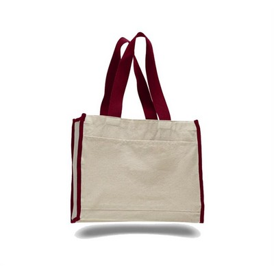 Canvas Gusset Tote Bag with Color Handles