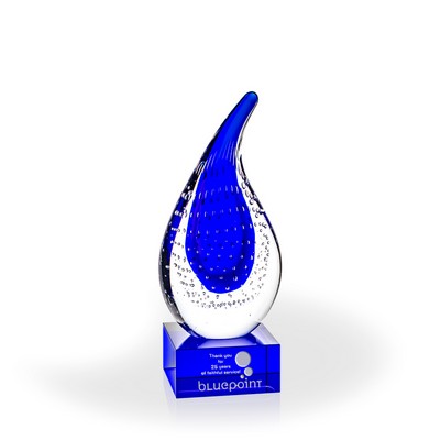 Natoma Flame Art Glass Award - Blue Base