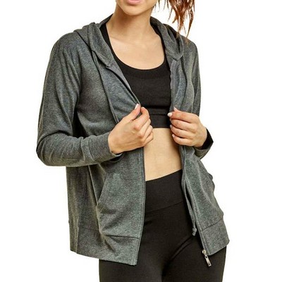 Women's Jersey Zip-Up Hoodie Jackets - Small, Charcoal Grsy (Case of 2