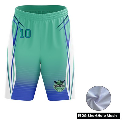 Unisex and Kids' Full Sublimation Basketball Short Length Shorts - Short Hole Mesh