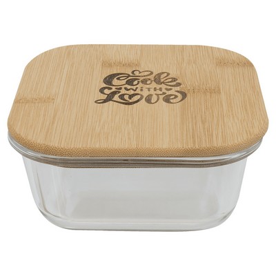 18 oz. Square Glass Container with Bamboo Lid