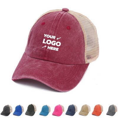 Washed Cotton Baseball Mesh Cap