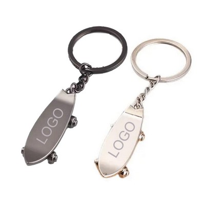 Zinc Alloy Mini-Skateboard Keychain