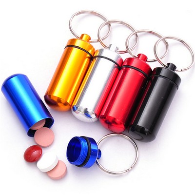 Aluminum Alloy Outdoor Emergency Waterproof Small Medicine Bottle Keychain