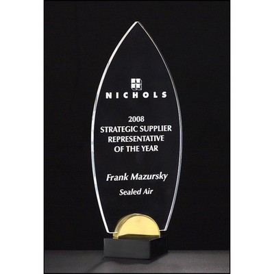 Flame Acrylic Award with Black/Gold Metal Base, 9 3/4"H