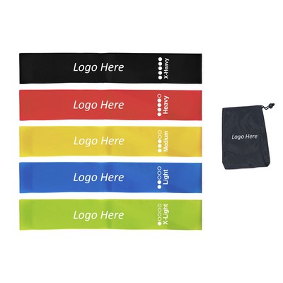 Five-Levels Resistance TPE Yoga Resistance Band 5 Colors Set w/Pouch