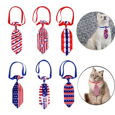 Pets Polyester July 4th Decorative Patriotic Collar Necktie w/Adjustable Buckle