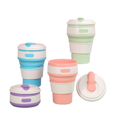 12 OZ Silicone Telescopic Folding Cup With Lid