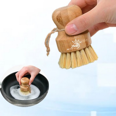 Wooden Scrub Brush with Palm Sisal Fibers for Cleaning