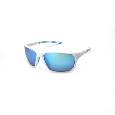 Sunglasses - Blue Mirror Lenses - White Frames