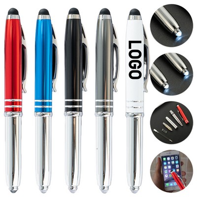 3 In1 Metal Led Light Stylus Ballpoint Pen