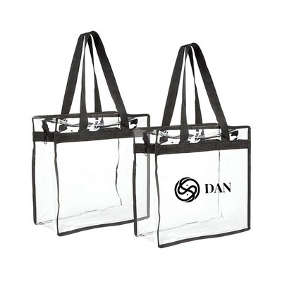 Clear zip top box tote