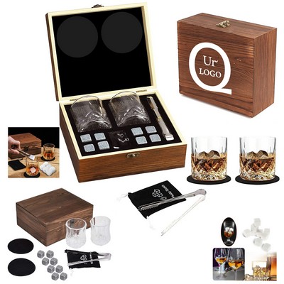 Whiskey Glass With Ice Cubes Gift Set