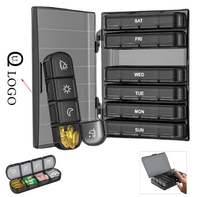 Portable 28-Compartment Plastic Pillbox