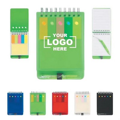 Spiral Notebook with Sticky Notes, Page Flags & Pen