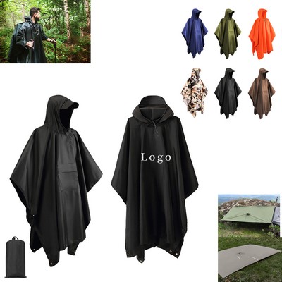 Hooded Rain Poncho Waterproof Raincoat Jacket