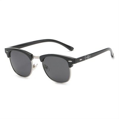 Round Frame Semi Rimless Sun Glasses