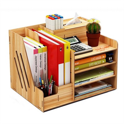 Wooden Desk Organizer File Sorter Document Rack