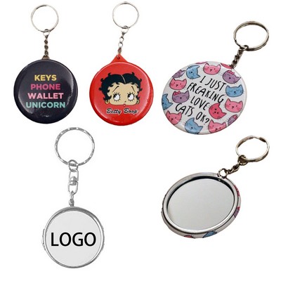 Tin Small Round Mirror Key Chain