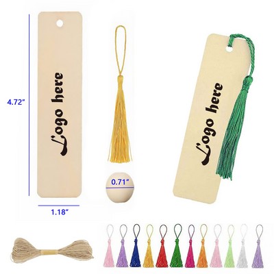 Wooden Diy Bookmark with Tassel