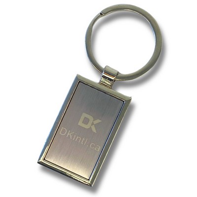 Silver Rectangle Matte Center Keychain