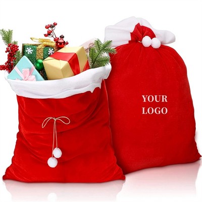 Christmas Red Velvet Santa Claus Gift Storage Bag