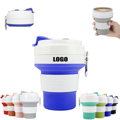 350ml Silicone Collapsible Cup with Carabiner and Heat Resistant Lid