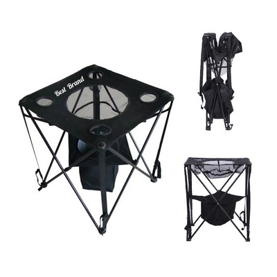 Foldable Camping Casual Round Table with Ice Bucket