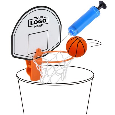 Mini Basketball Hoop Trash Can Clip Set