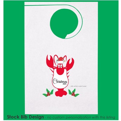 Stock "Holiday Lobster" Design Poly Backed Paper Bibs w/Ties Minimum 25 bibs