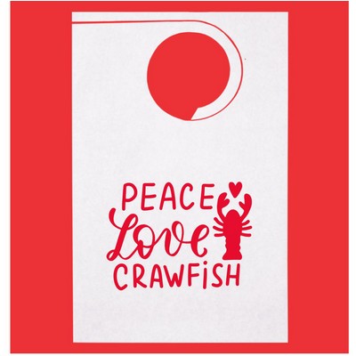 Stock "Peace, Love, Crawfish" Design Poly Backed Paper Bibs w/Ties Minimum 25 bibs