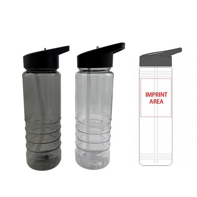 24oz Clear Plastic Water Bottle with Flip Straw