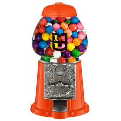 Orange 9" Metal w/Glass Gumball / Candy Dispenser Machine