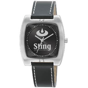 Men's Quality Leather Strap Square Watch With Black Dial