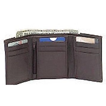 Men's Lamb Skin Tri-Fold Wallet w/Interior Zippered Pocket