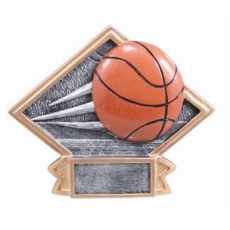 Large Diamond Plate Basketball Award - 6"x8 1/2"