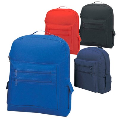 Poly Backpack w/Multiple Zipper Pocket (12"x16"x5")