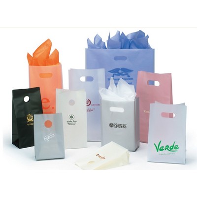 Frosted Clear Bag w/Die Cut Handle Hot Stamped (5 1/4"x3 1/4"x8 1/4")