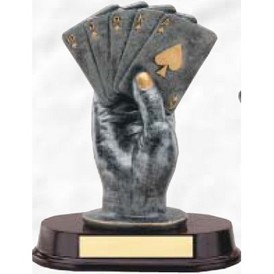 9" Resin Sculpture Award w/ Oblong Base (Hand of Cards)