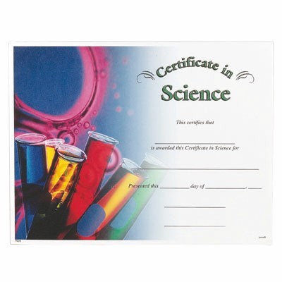 Science Award Certificate