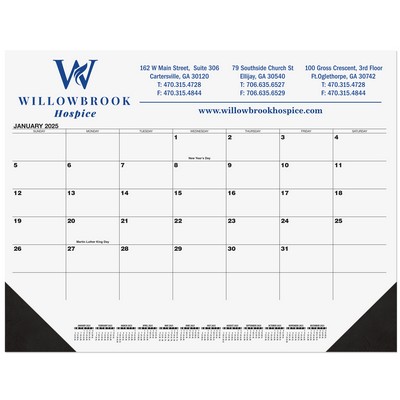 Black 13-Month Calendar Desk Pad w/One Color Imprint (21¾" x 17")