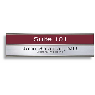 Metal Aluminum Wall Sign With Two Color Inserts (2"x 10")