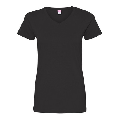 L.A.T. Sportswear Women's V-Neck Fine Jersey Tee