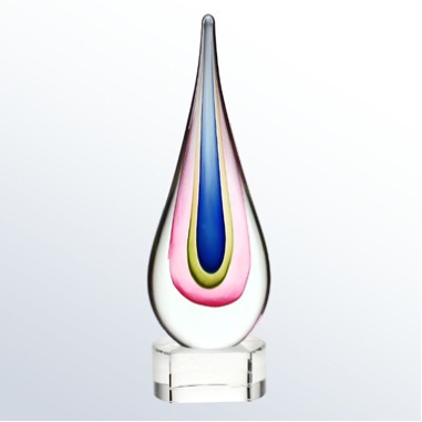 Small Pink Teardrop Designer Art Glass Award