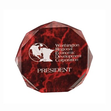 Red Marble Octagon Award (5")