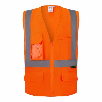 3C Products ANSI 107-2015 Class 2 Safety Vest Neon Orange With Pockets